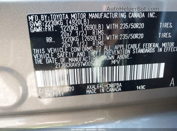 2T36CRAV9TW005763 2026 TOYOTA RAV4 Beige 