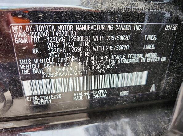 2T36CRAV9TW021204 2026 TOYOTA RAV4 Black Սալոնի 360 աստիճան տեսք