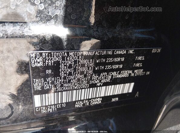 2T36CRAVXTW020823 2026 TOYOTA RAV4 Black Vista del compartimento del motor