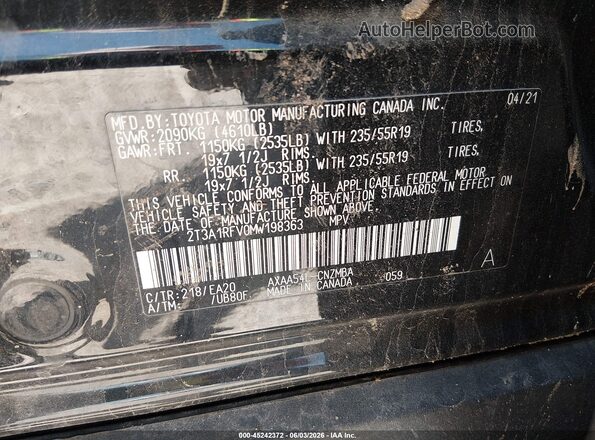 2T3A1RFV0MW198363 2021 TOYOTA RAV4 Black ძრავის განყოფილების ხედი