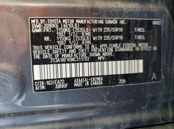 2T3A1RFV0NC311702 2022 TOYOTA RAV4 Gray 