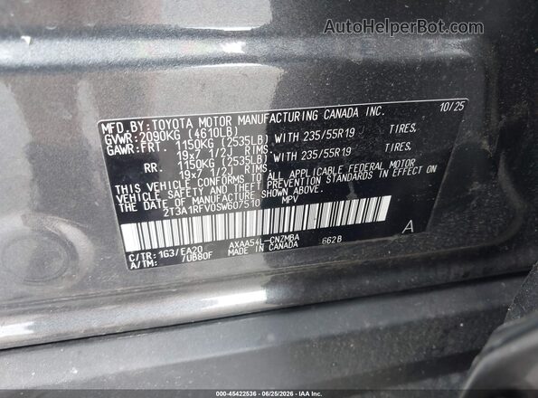 2T3A1RFV0SW607510 2025 TOYOTA RAV4 Gray Engine compartment view