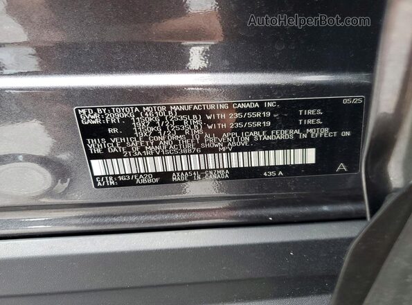 2T3A1RFV1SC538876 2025 TOYOTA RAV4 Charcoal Vista de la etiqueta del VIN