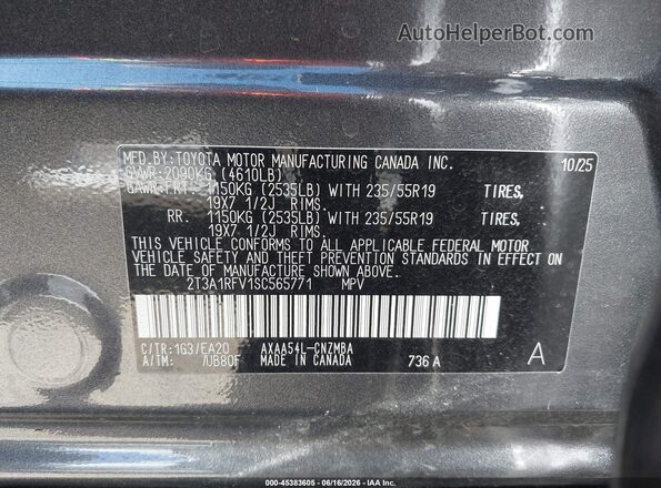 2T3A1RFV1SC565771 2025 TOYOTA RAV4 Gray 