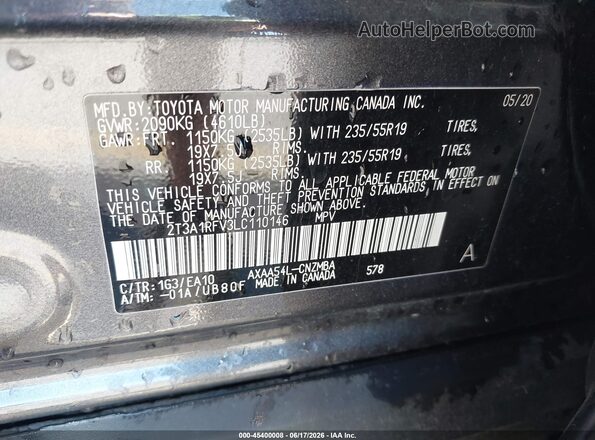 2T3A1RFV3LC110146 2020 TOYOTA RAV4 Gray Vista del compartimento del motor