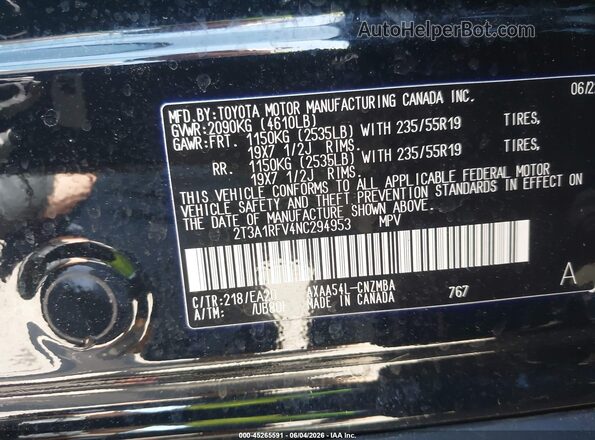 2T3A1RFV4NC294953 2022 TOYOTA RAV4 Черный Вид подкапотного пространства