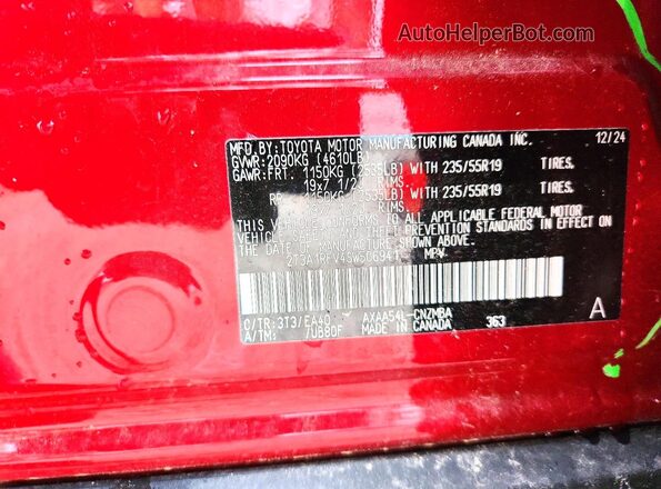 2T3A1RFV4SW506941 2025 TOYOTA RAV4 Red Вид наклейки з VIN-кодом