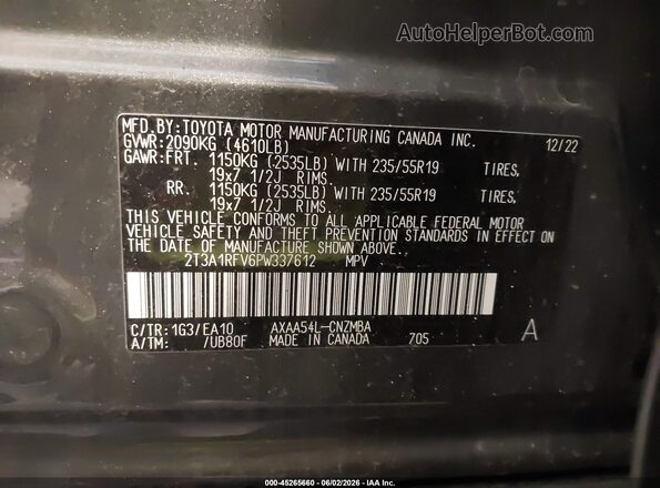 2T3A1RFV6PW337612 2023 TOYOTA RAV4 Gray Vista del compartimento del motor
