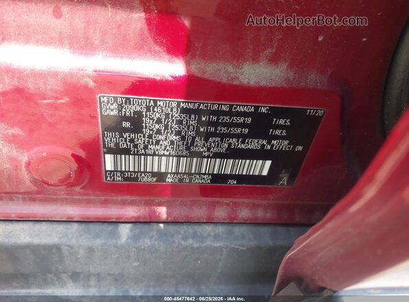 2T3A1RFV8MW160685 2021 TOYOTA RAV4 Red Engine compartment view