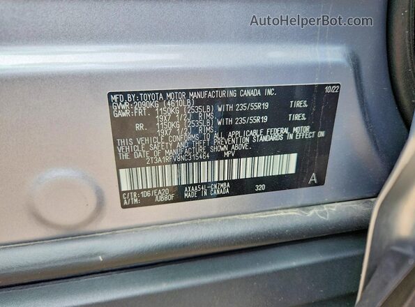 2T3A1RFV8NC315464 2022 TOYOTA RAV4 Silver VIN կոդի պիտակի տեսք