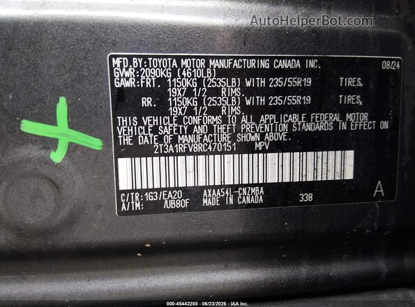 2T3A1RFV8RC470151 2024 TOYOTA RAV4 Черный Вид подкапотного пространства