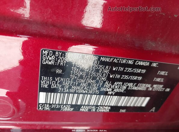 2T3A1RFV8RW438315 2024 TOYOTA RAV4 Red Engine compartment view