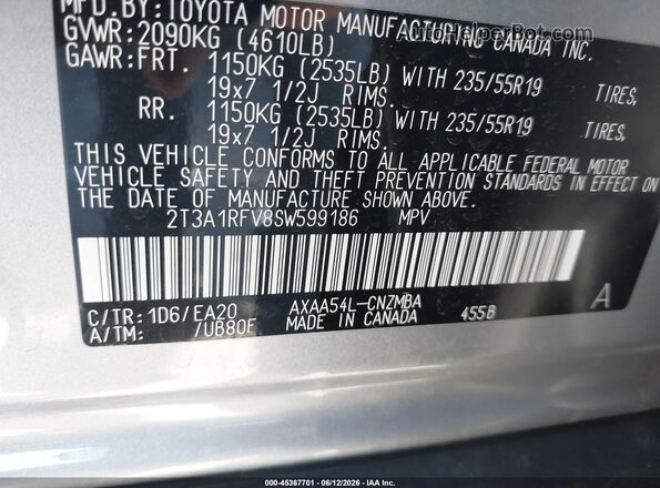 2T3A1RFV8SW599186 2025 TOYOTA RAV4 Silver Vista del compartimento del motor