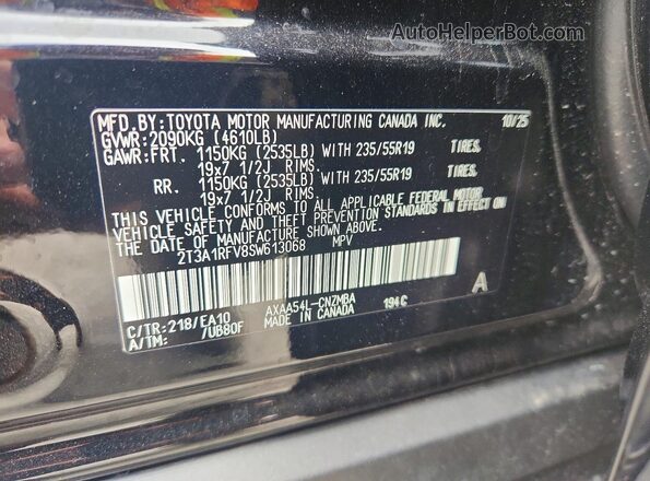 2T3A1RFV8SW613068 2025 TOYOTA RAV4 Black VIN sticker view