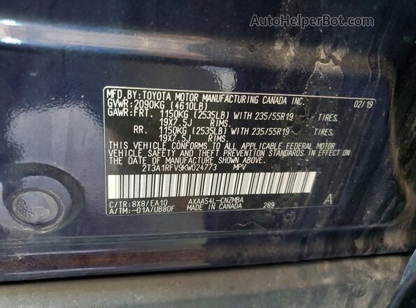 2T3A1RFV9KW024773 2019 TOYOTA RAV4 Blue 