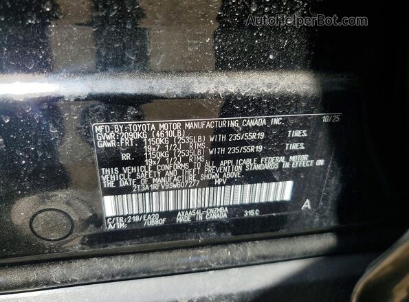 2T3A1RFV9SW607277 2025 TOYOTA RAV4 Blue VIN კოდის სტიკერის ხედი