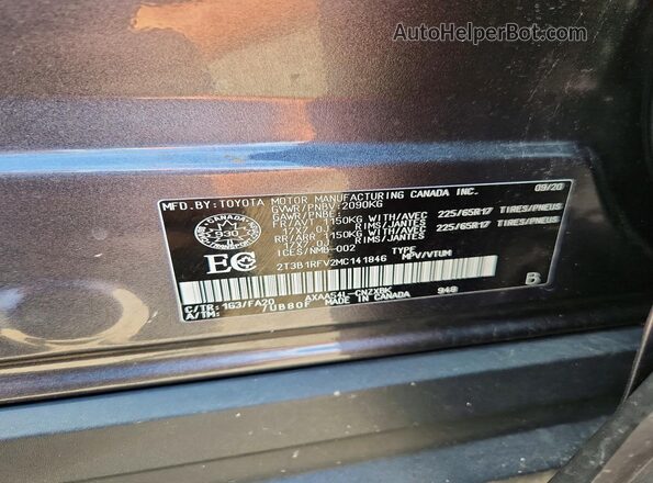 2T3B1RFV2MC141846 2021 TOYOTA RAV4 Gray 360 interior view