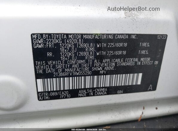 2T3B6RFV1RW055290 2024 TOYOTA RAV4 HYBRID White 