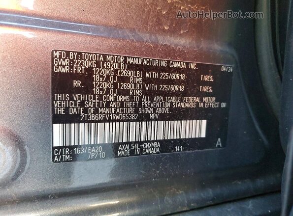 2T3B6RFV1RW065382 2024 TOYOTA RAV4 Gray 
