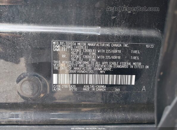2T3B6RFV6RW047265 2024 TOYOTA RAV4 HYBRID Black Vista del compartimento del motor