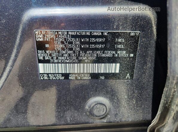 2T3BFREV2HW685495 2017 TOYOTA RAV4 Gray Vista interior de 360 grados