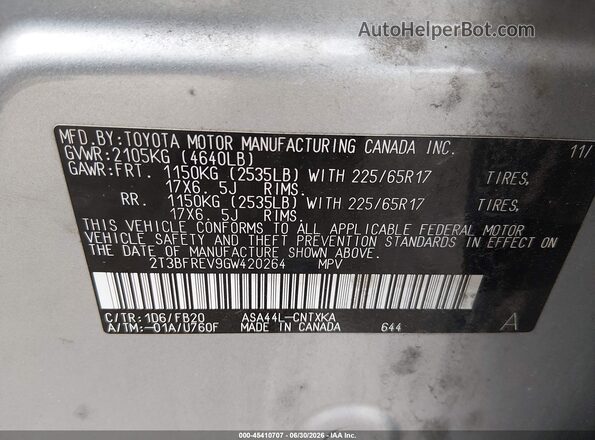 2T3BFREV9GW420264 2016 TOYOTA RAV4 Silver Engine compartment view
