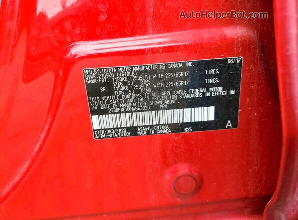 2T3BFREVXHW663020 2017 TOYOTA RAV4 Red 