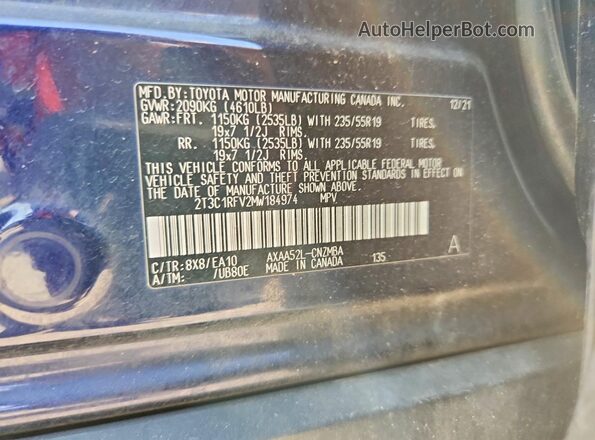 2T3C1RFV2MW184974 2021 TOYOTA RAV4 Blue Vista interior de 360 grados