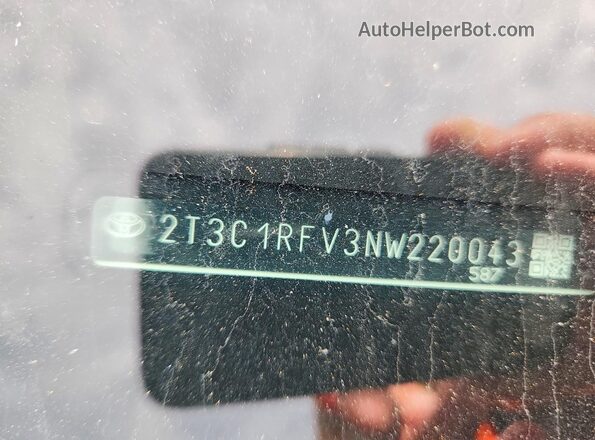 2T3C1RFV3NW220043 2022 TOYOTA RAV4 Белый Вид наклейки с VIN-кодом