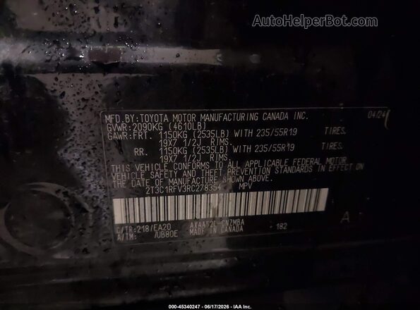 2T3C1RFV3RC278354 2024 TOYOTA RAV4 Black Вид підкапотного простору