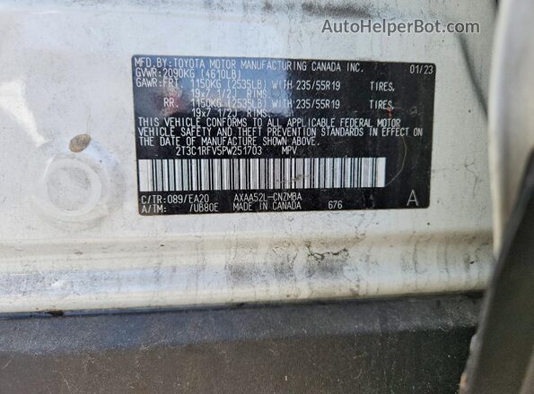 2T3C1RFV5PW251703 2023 TOYOTA RAV4 White VIN կոդի պիտակի տեսք