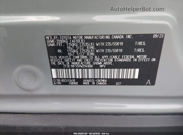 2T3C1RFV5PW294888 2023 TOYOTA RAV4 Green Շարժիչի բաժամունքի տեսք
