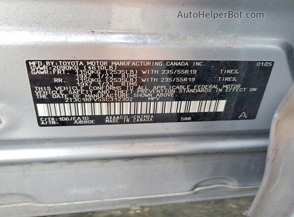 2T3C1RFV5SC312302 2025 TOYOTA RAV4 Silver 