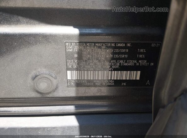 2T3C1RFV8MC126479 2021 TOYOTA RAV4 Gray Շարժիչի բաժամունքի տեսք