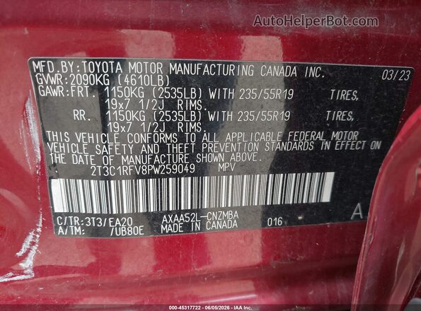 2T3C1RFV8PW259049 2023 TOYOTA RAV4 Red Widok komory silnika