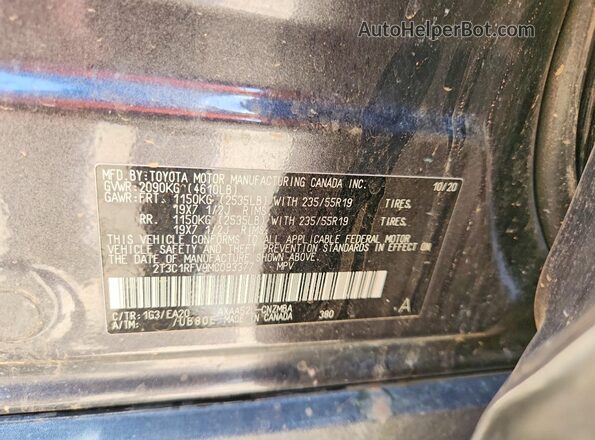 2T3C1RFV9MC093377 2021 TOYOTA RAV4 Gray VIN կոդի պիտակի տեսք