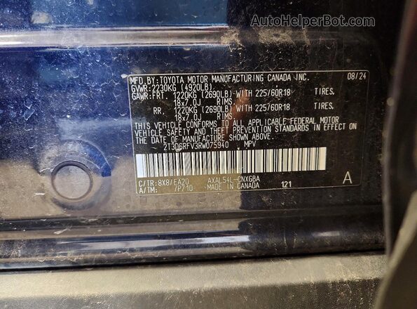 2T3D6RFV3RW075940 2024 TOYOTA RAV4 Blue VIN sticker view