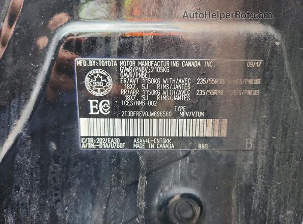 2T3DFREV0JW696560 2018 TOYOTA RAV4 Black 