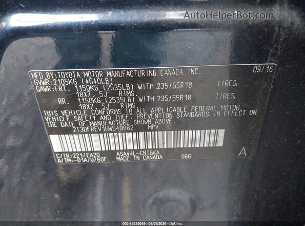 2T3DFREV1HW549982 2017 TOYOTA RAV4 Dark Blue Widok komory silnika