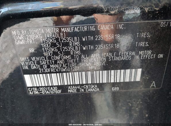 2T3DFREV7GW501207 2016 TOYOTA RAV4 Black Vista del compartimento del motor