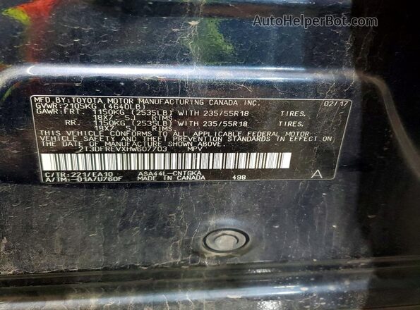 2T3DFREVXHW607703 2017 TOYOTA RAV4 Blue 