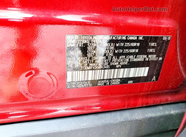 2T3DWRFV2KW043485 2019 TOYOTA RAV4 Burgundy 