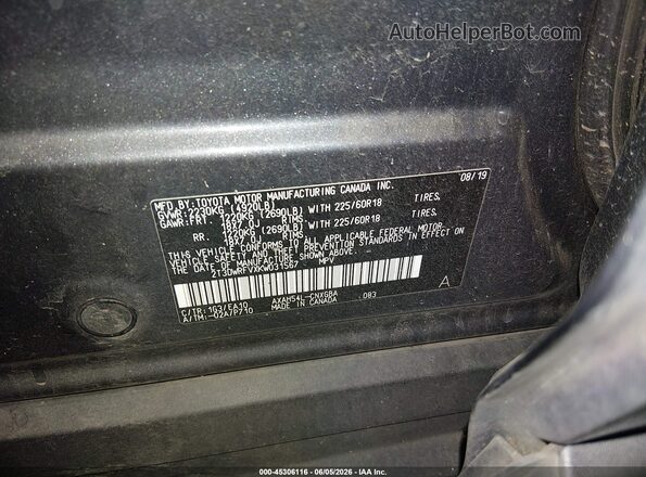 2T3DWRFVXKW031567 2019 TOYOTA RAV4 HYBRID Серый Вид подкапотного пространства