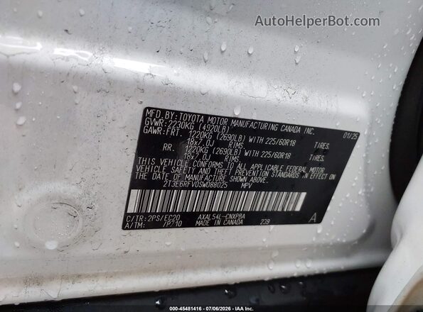 2T3E6RFV0SW088025 2025 TOYOTA RAV4 HYBRID Белый Вид подкапотного пространства