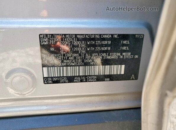 2T3E6RFV5RW053054 2024 TOYOTA RAV4 Silver VIN կոդի պիտակի տեսք