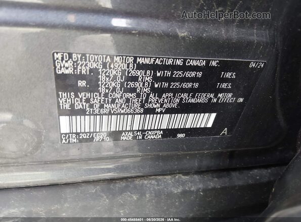 2T3E6RFV5RW066368 2024 TOYOTA RAV4 HYBRID Gray ძრავის განყოფილების ხედი