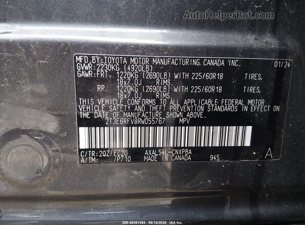 2T3E6RFV8RW055767 2024 TOYOTA RAV4 HYBRID Black Вид підкапотного простору