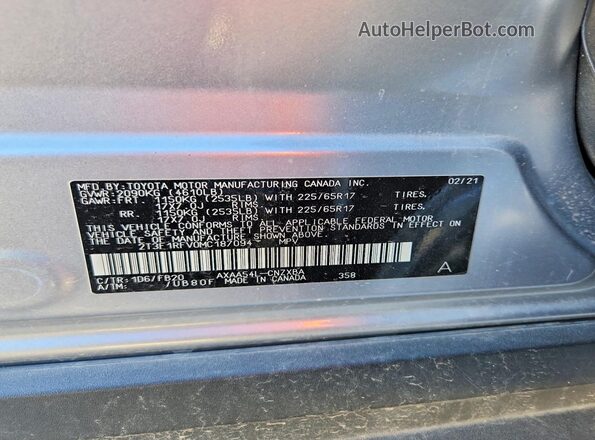 2T3F1RFV0MC187094 2021 TOYOTA RAV4 Silver 