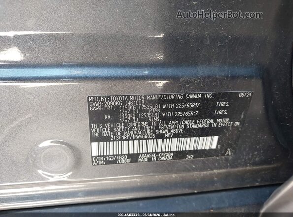 2T3F1RFV1RW468035 2024 TOYOTA RAV4 Gray Вид підкапотного простору
