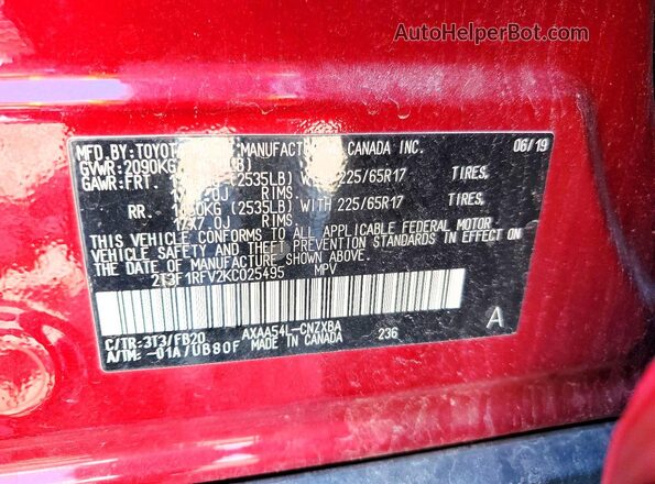 2T3F1RFV2KC025495 2019 TOYOTA RAV4 Red 